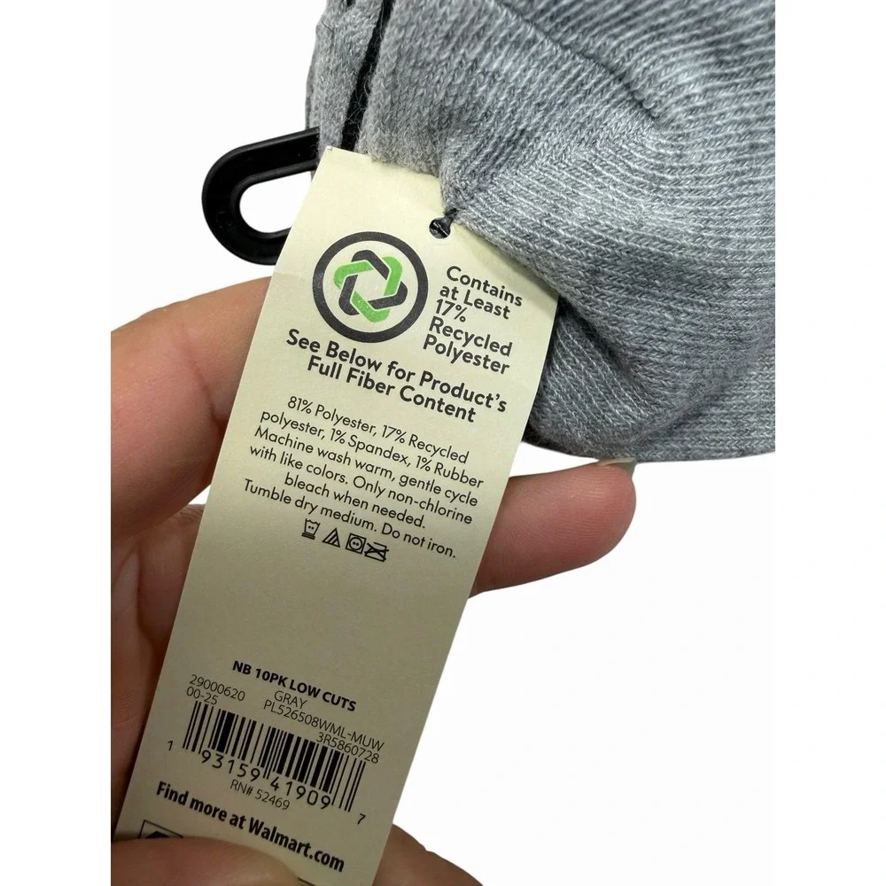NOBO no boundaries womens 10 pack grey black low cut ankle socks size 4-10
